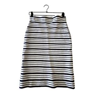 Ann Taylor Black & White Striped Pull-on Straight Skirt Women Size M